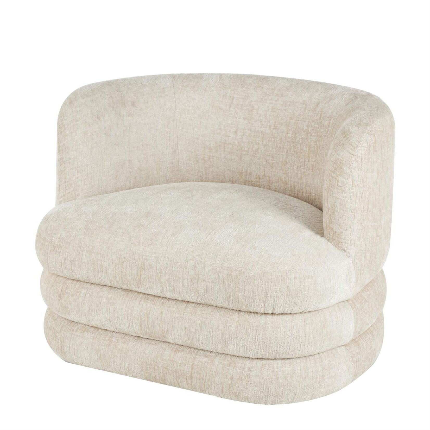 Deco Marche Beige Chenille Arched Swivel Accent Chair (L5UM)