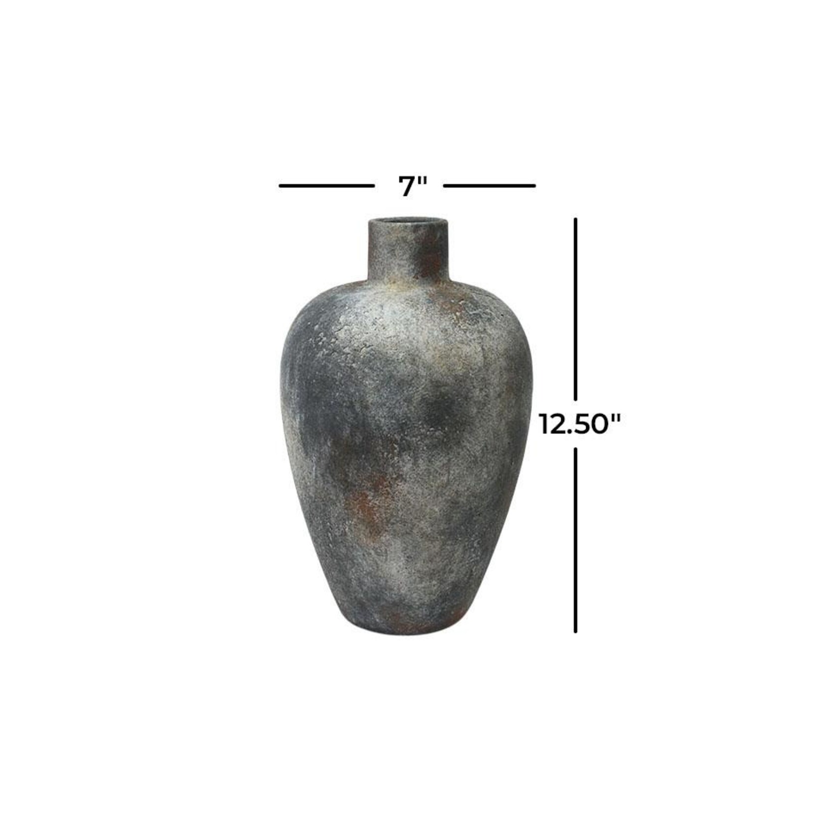Deco Marche 20451 Dark Gray Ceramic Wide Textured Vase