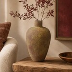 Deco Marche 20453 Red Ceramic Wide Vase with Yellow Shadings