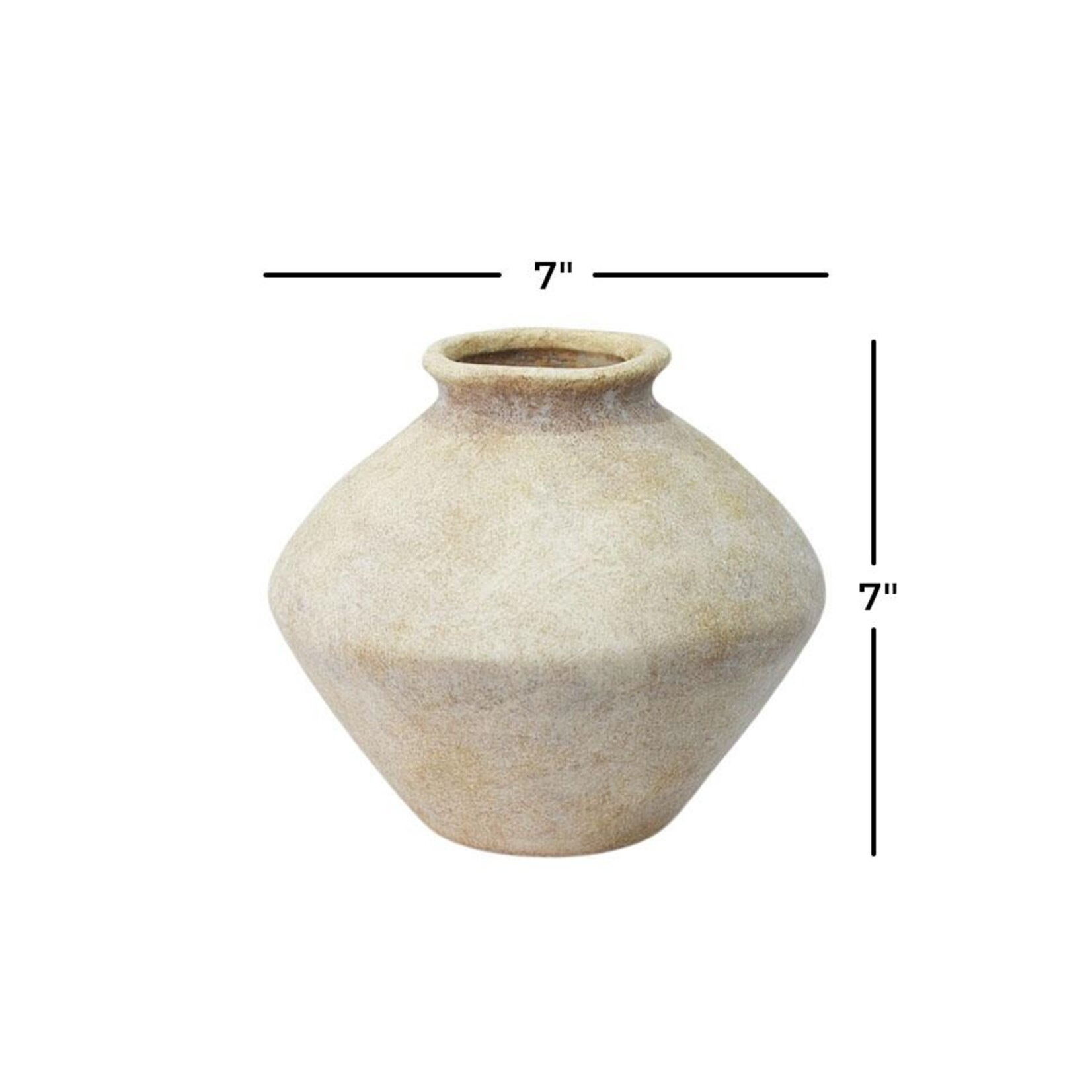 Deco Marche Cream Ceramic Antique Style Washed Vase