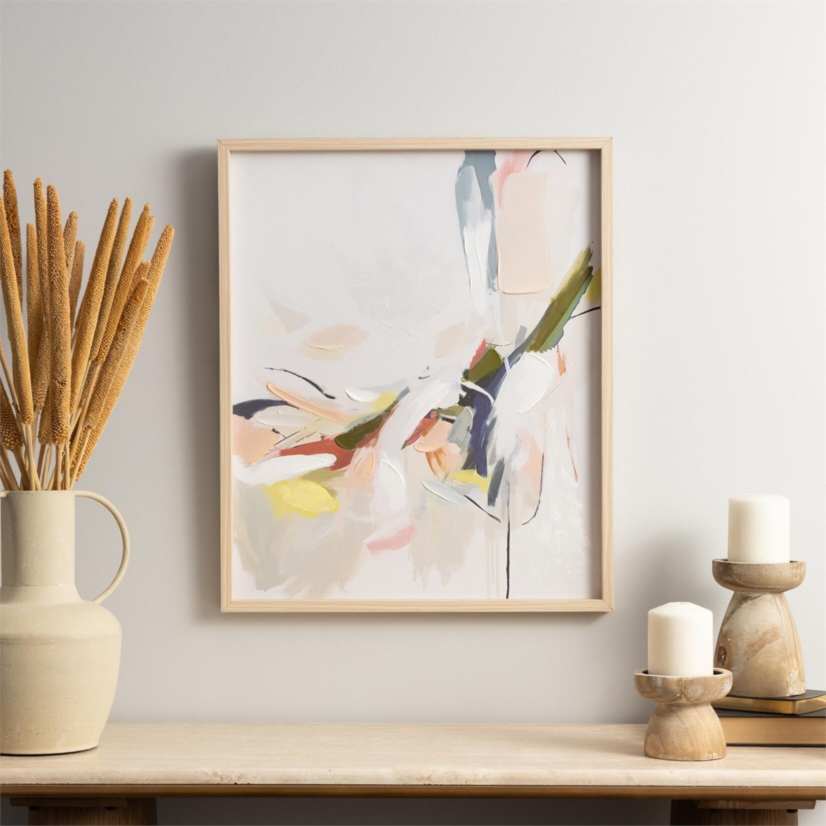Deco Marche Multi Colored Canvas Abstract Framed Wall Art