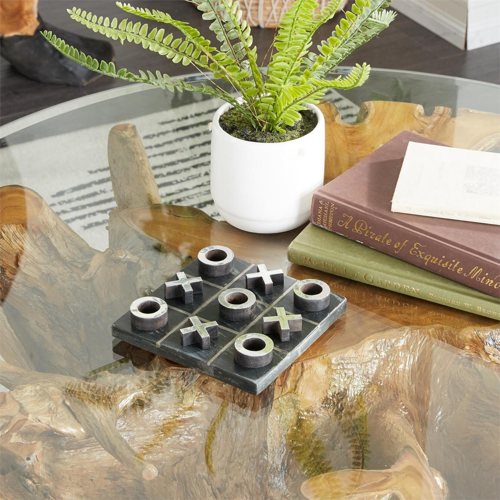 Deco Marche Black Marble Tic Tac Toe Game Set