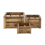 Deco Marche Brown Wood Functional Storage S/3 20", 16", 13"W