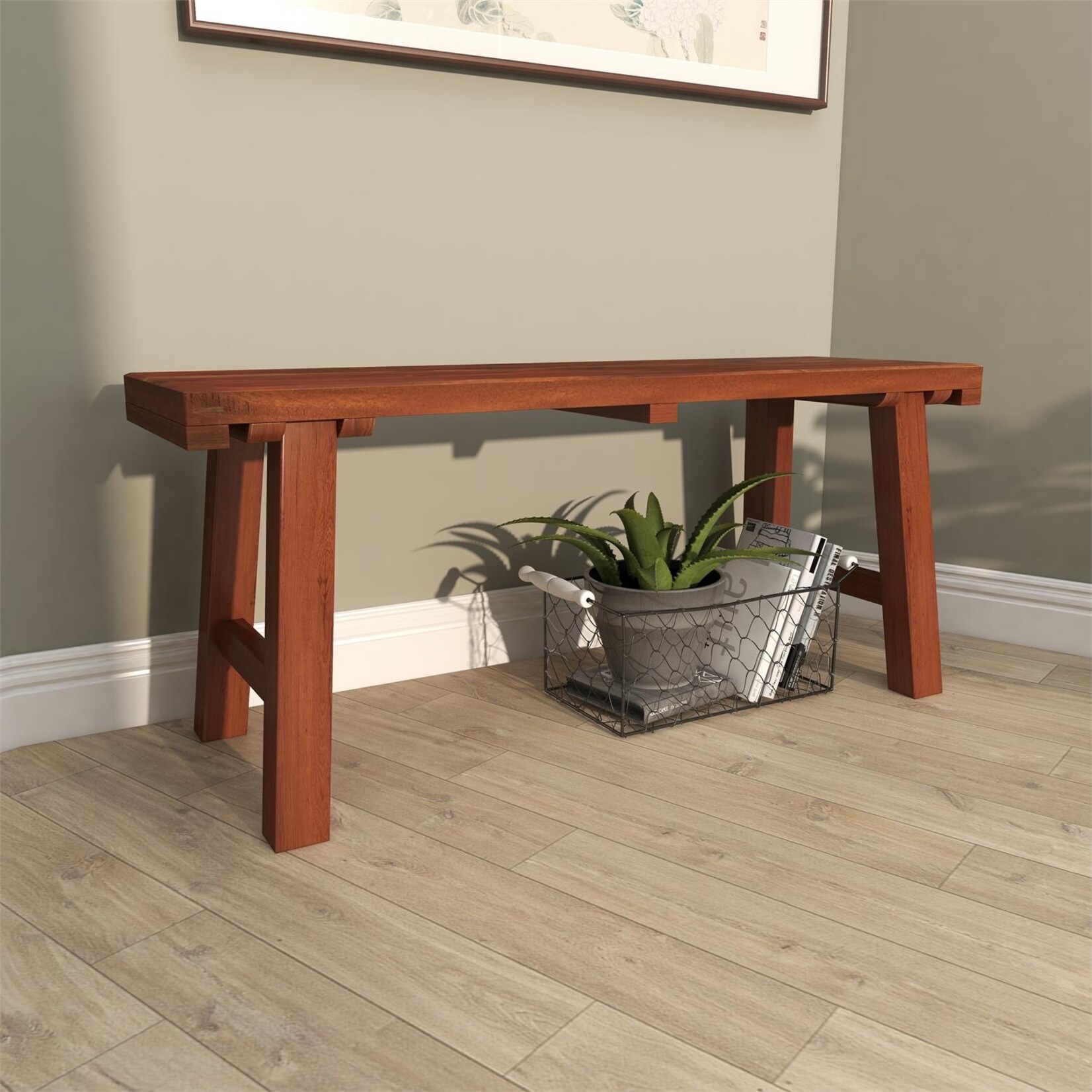 Deco Marche Brown Wood Handmade Natural Bench