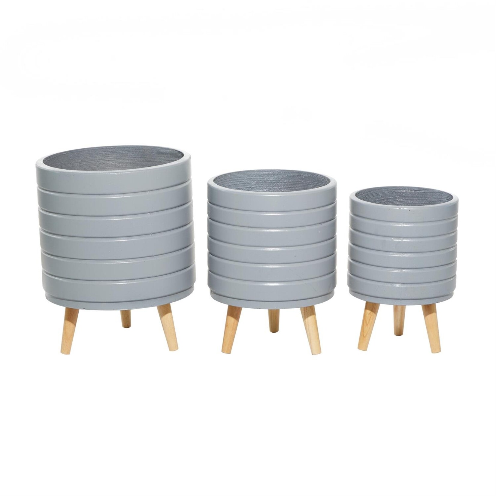 Deco Marche Gray Magnesium Oxide Planter, S/3 14", 16", 18"H