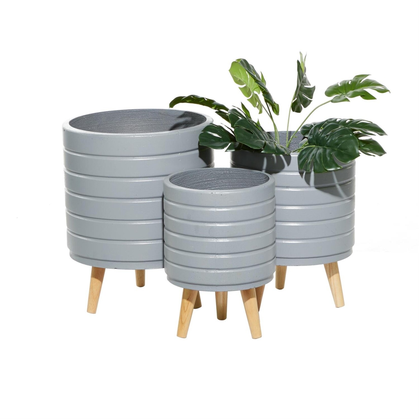 Deco Marche Gray Magnesium Oxide Planter, S/3 14", 16", 18"H