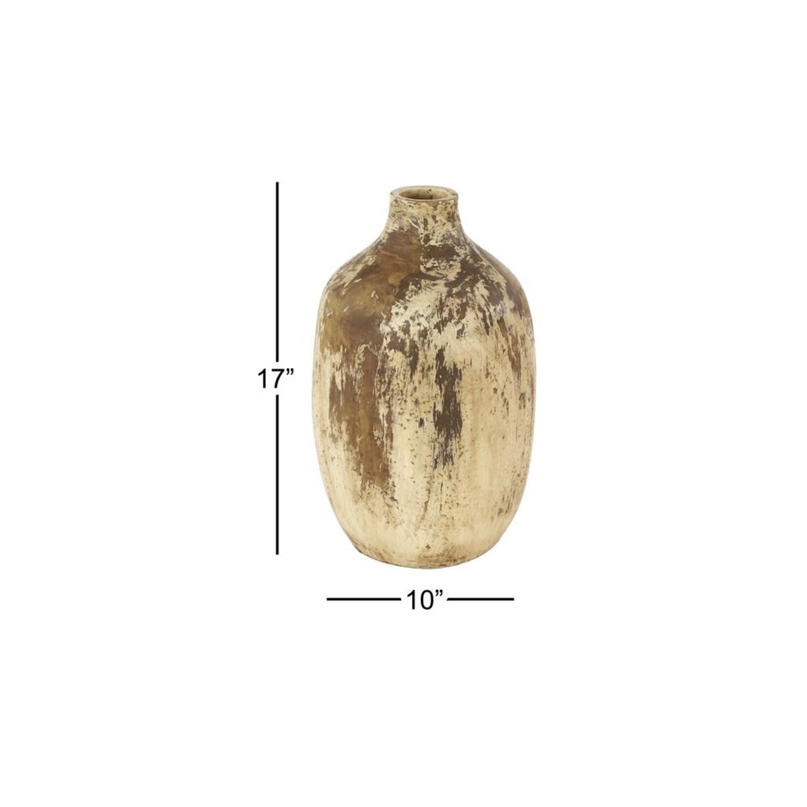 Deco Marche Beige Ceramic Handmade Distressed Vase