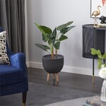 Deco Marche Green Faux Foliage Anthurium Indoor Outdoor Artificial Plant with Black Plastic Pot, 26" x 27" x 28"
