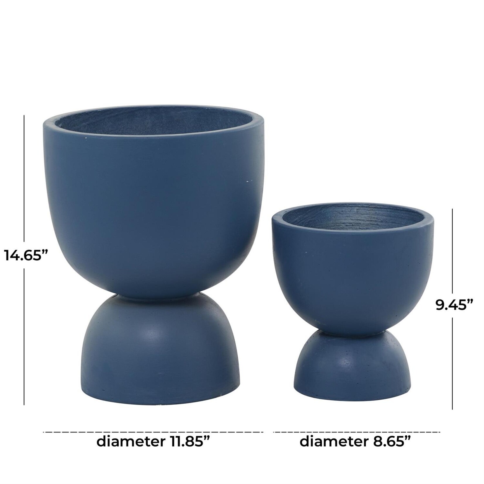 Deco Marche Blue Magnesium Oxide Indoor Outdoor Planter, Set of 2 15", 9"H