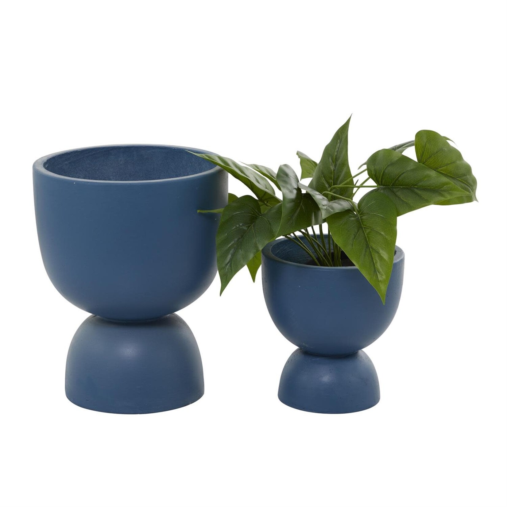 Deco Marche Blue Magnesium Oxide Indoor Outdoor Planter, Set of 2 15", 9"H