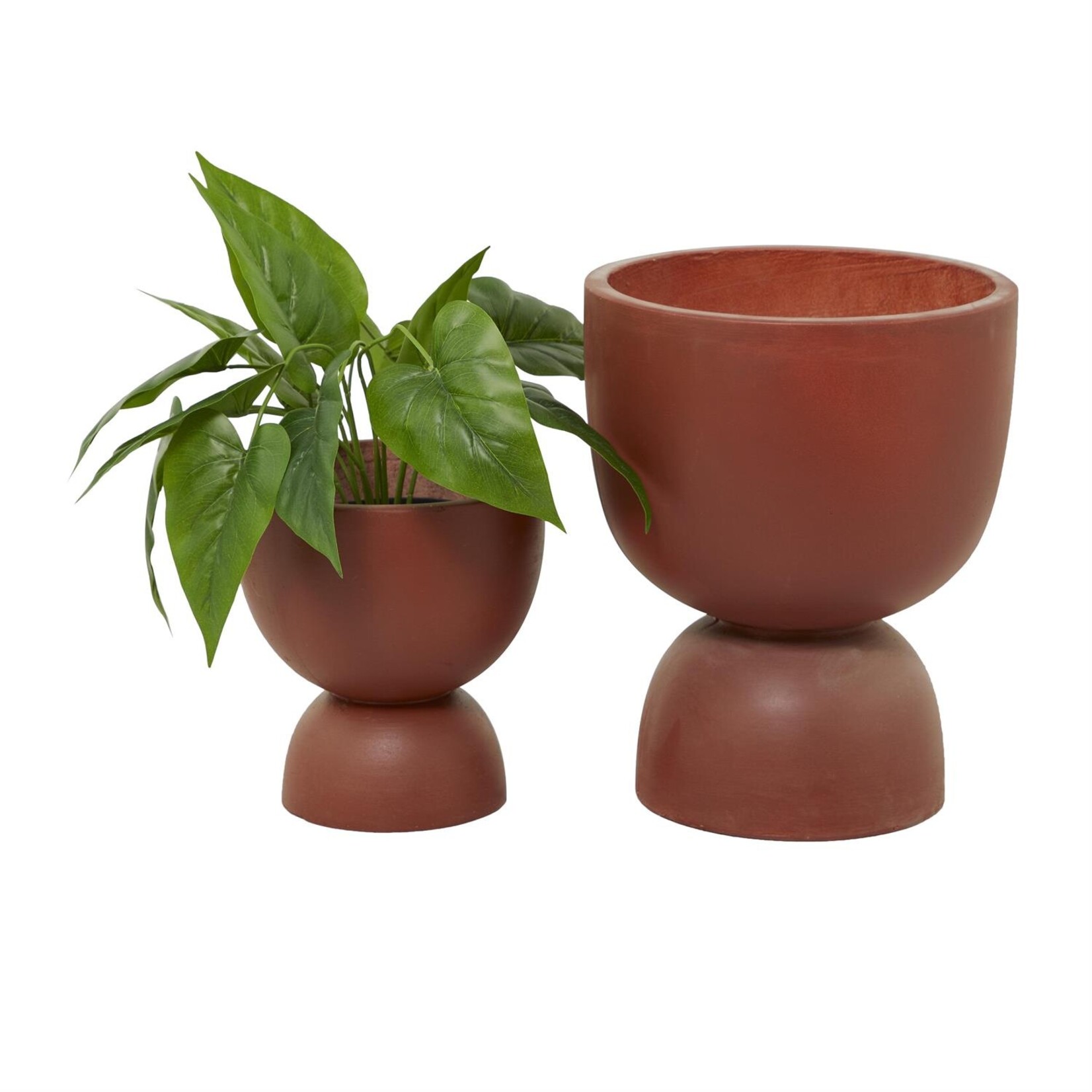 Deco Marche Red Magnesium Oxide Indoor Outdoor Planter, Set of 2 15", 9"H