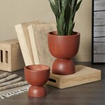 Deco Marche Red Magnesium Oxide Indoor Outdoor Planter, Set of 2 15", 9"H