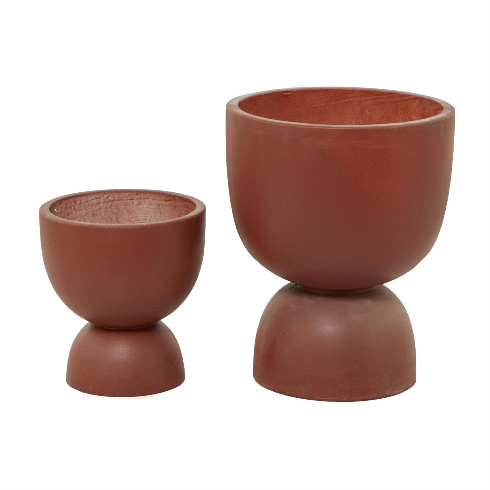 Deco Marche Red Magnesium Oxide Indoor Outdoor Planter, Set of 2 15", 9"H