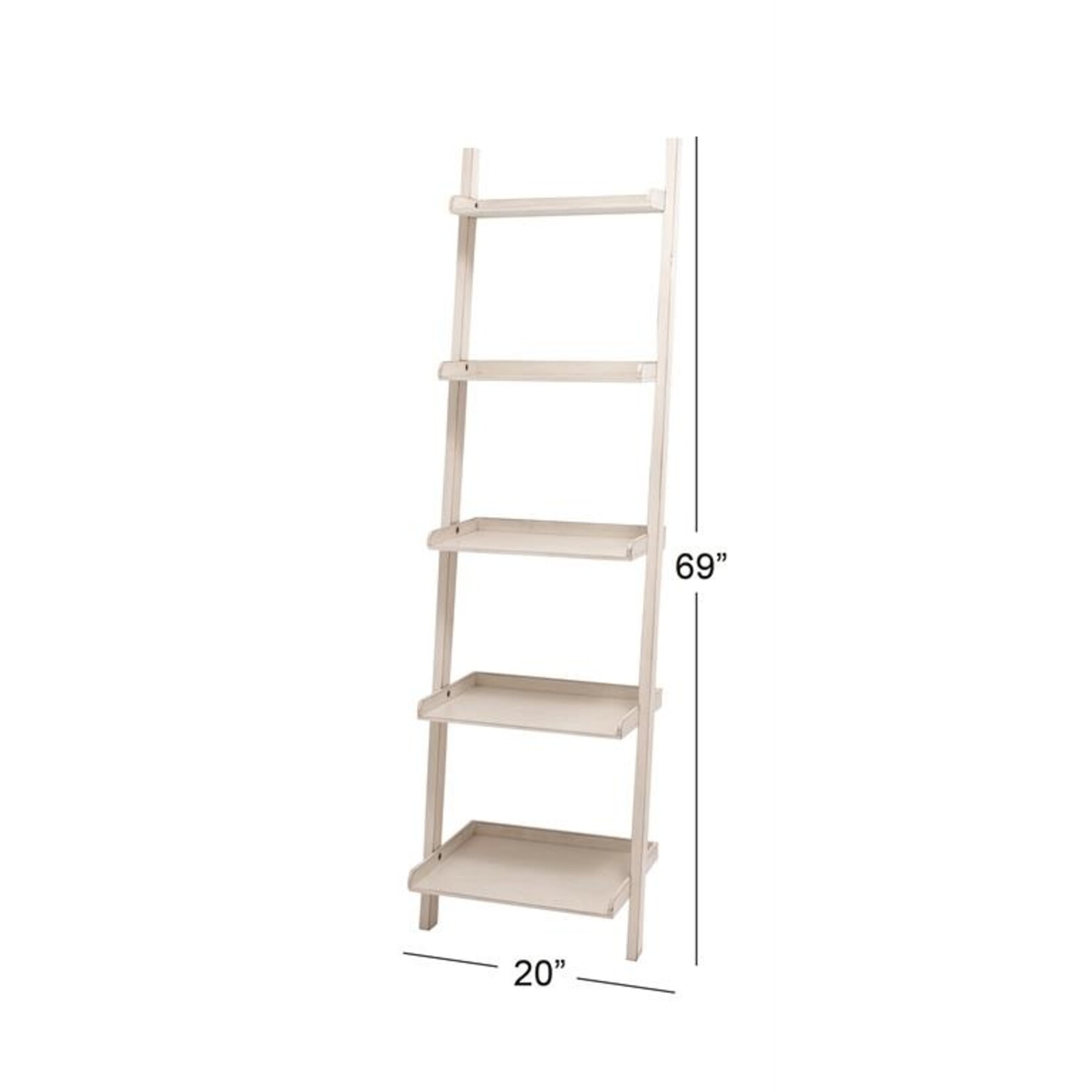 Deco Marche White Wood 5 Shelf Storage Shelving Unit, 20" x 14" x 69"