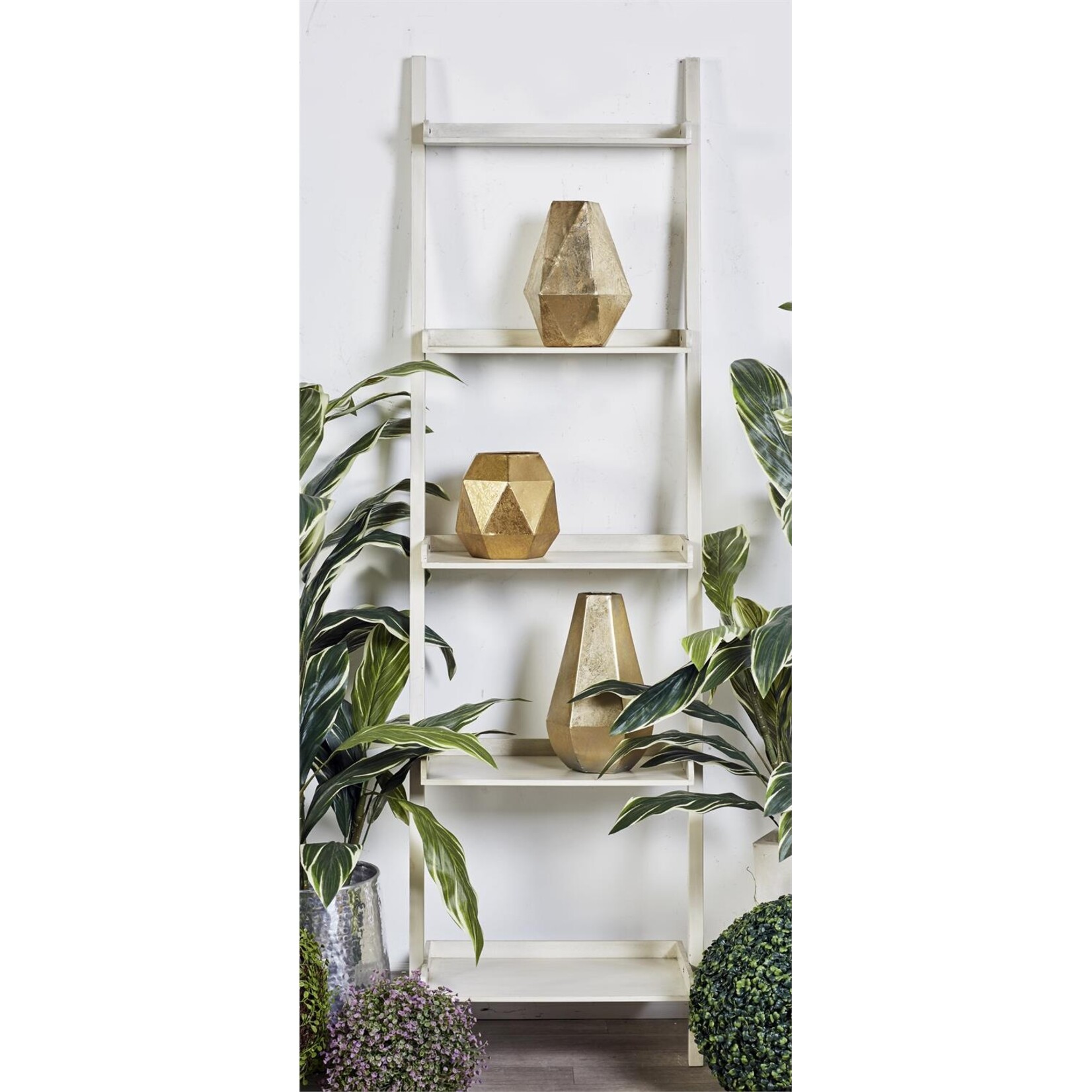Deco Marche White Wood 5 Shelf Storage Shelving Unit, 20" x 14" x 69"
