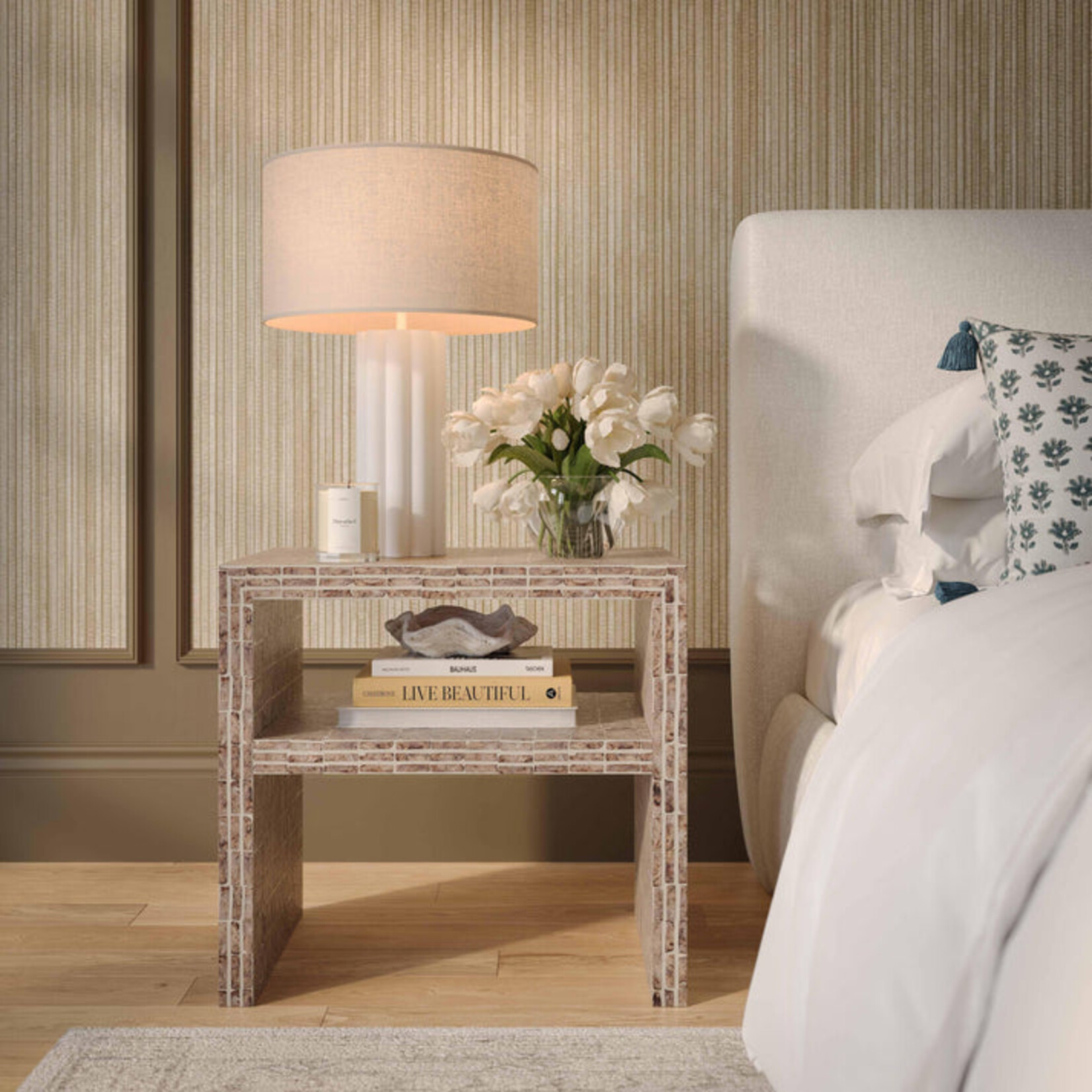 TOV Derry Lavender Capiz Shell Nightstand
