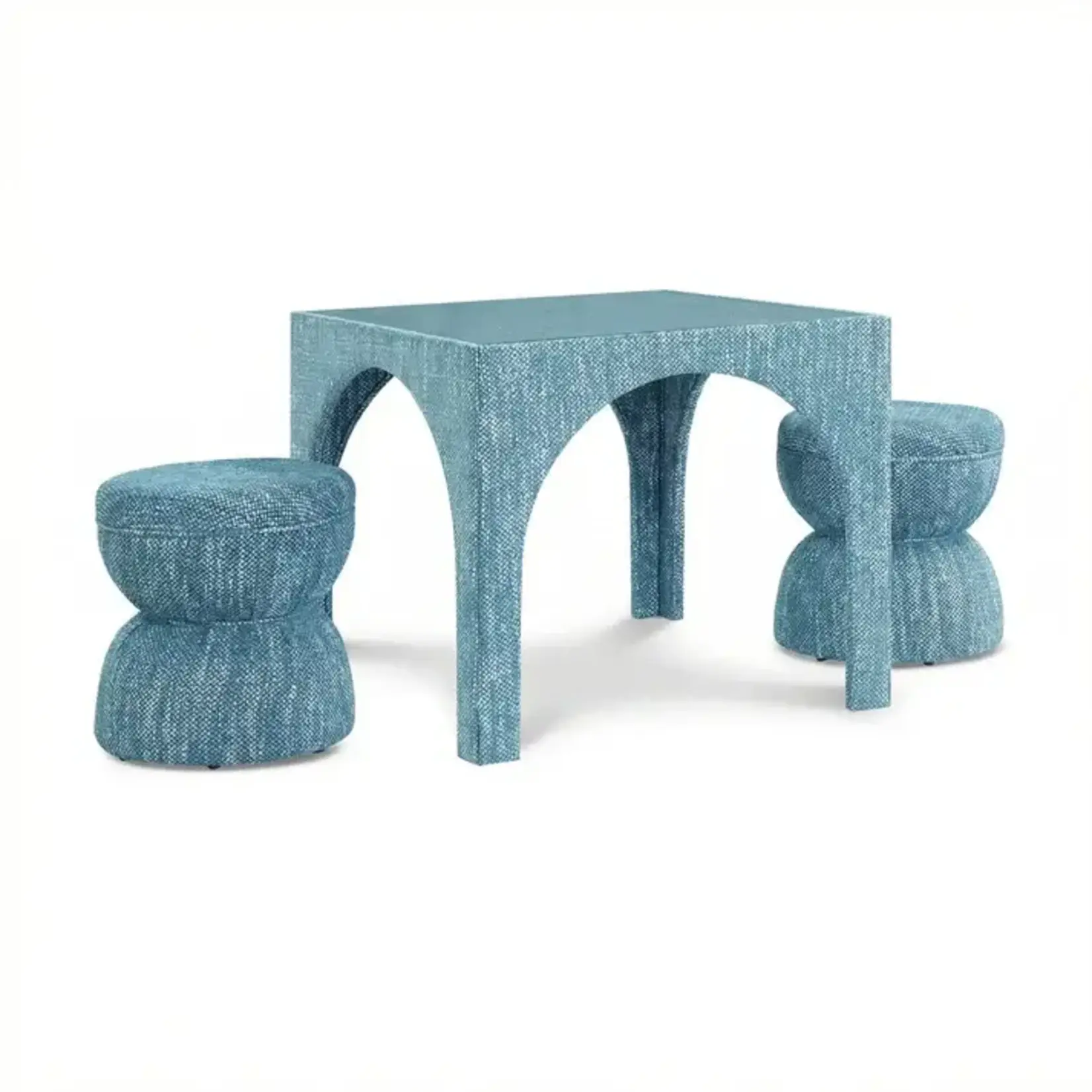 TOV Tomlin Teal Game Table and Ottoman Set