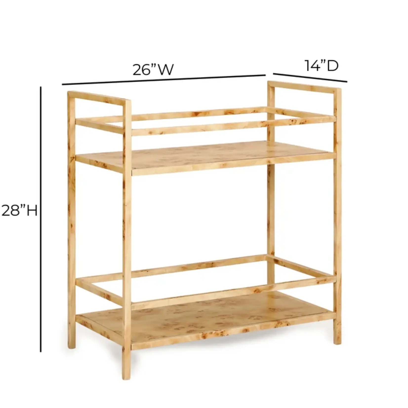 TOV Destin Natural Burl Designer Bar Cart