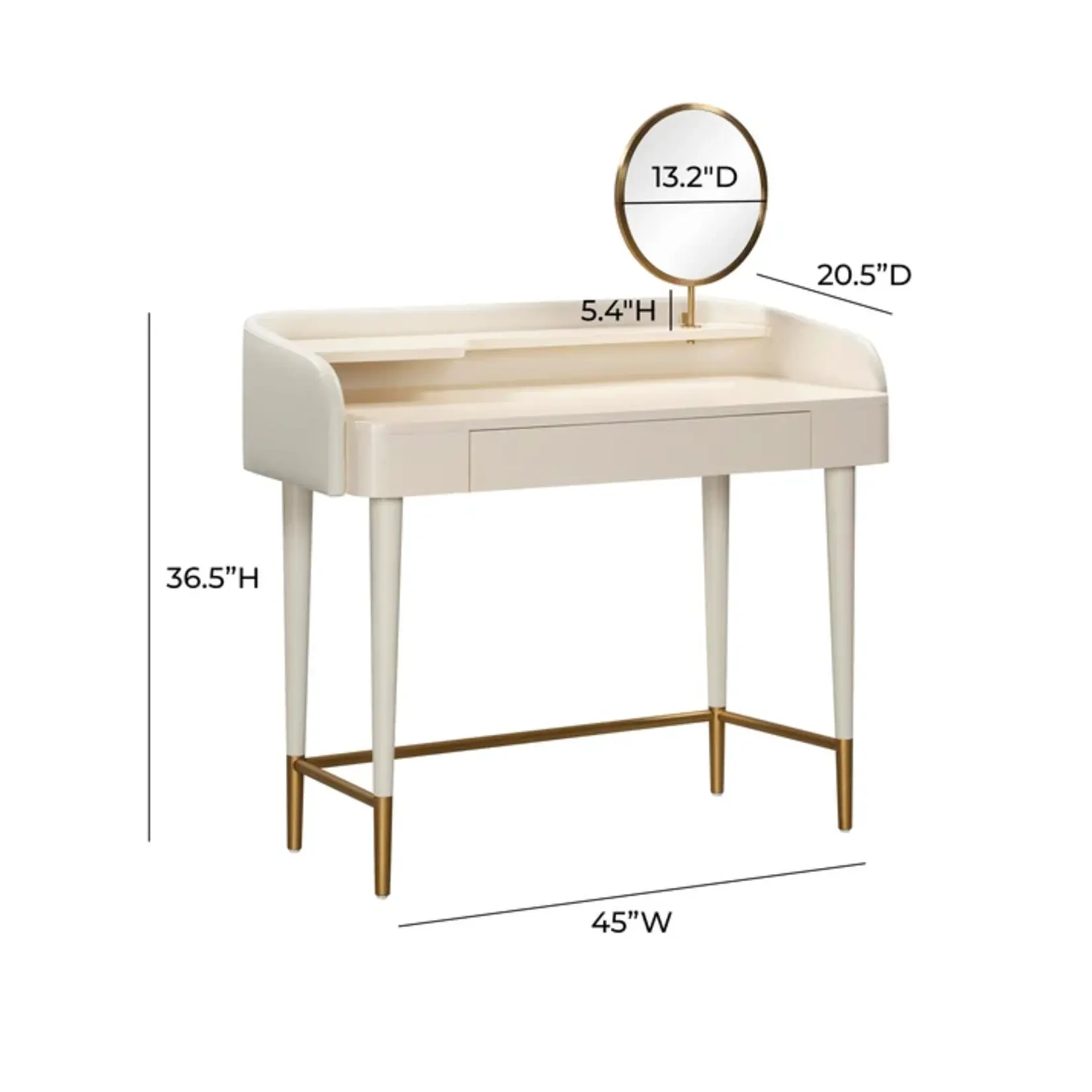 TOV Penelope Cream	Vegan Leather Wrapped Vanity Desk