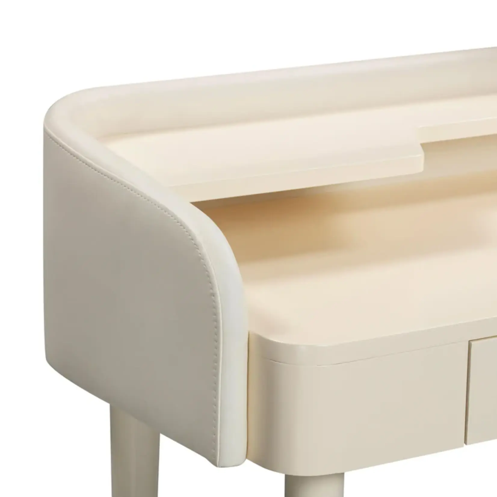 TOV Penelope Cream	Vegan Leather Wrapped Vanity Desk