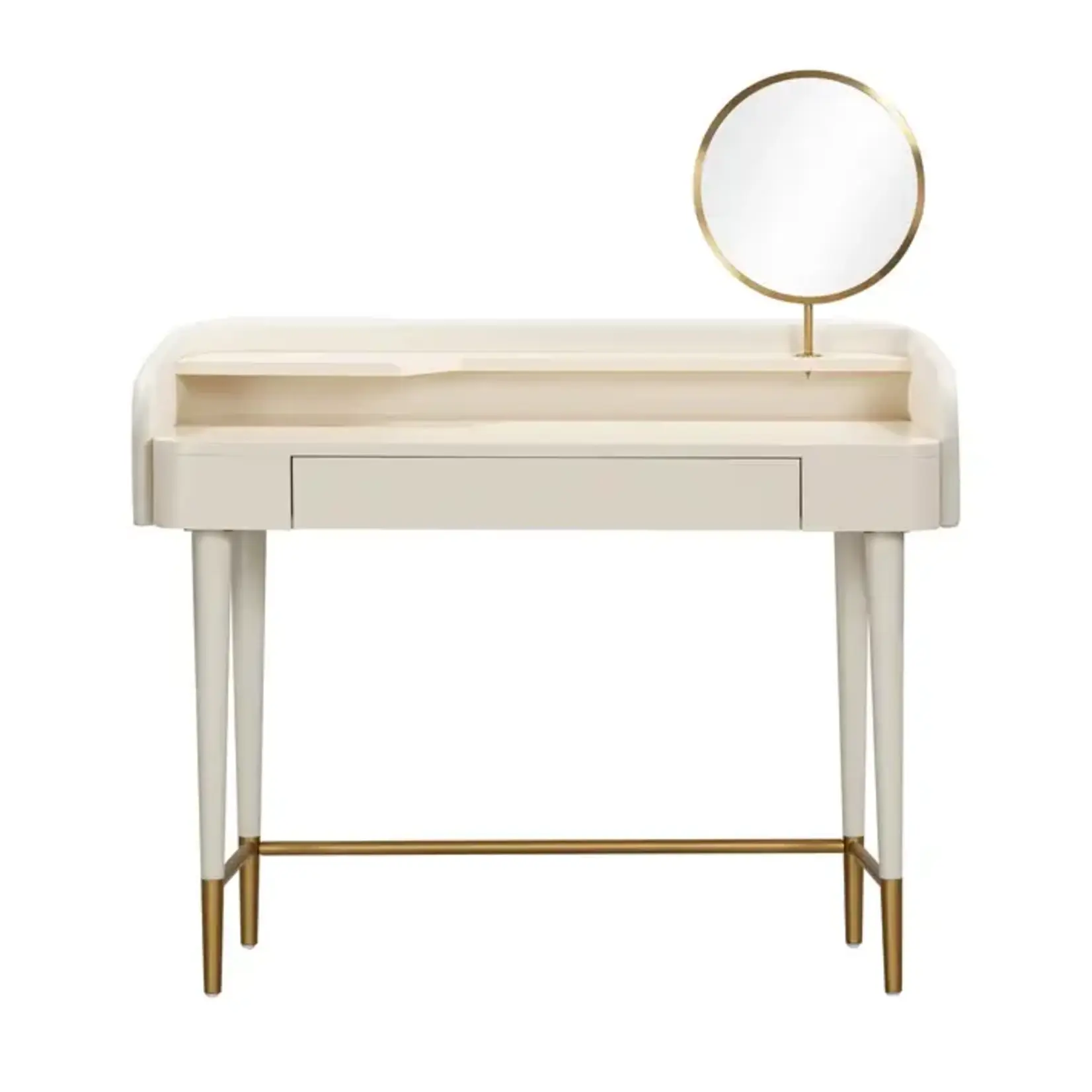 TOV Penelope Cream	Vegan Leather Wrapped Vanity Desk