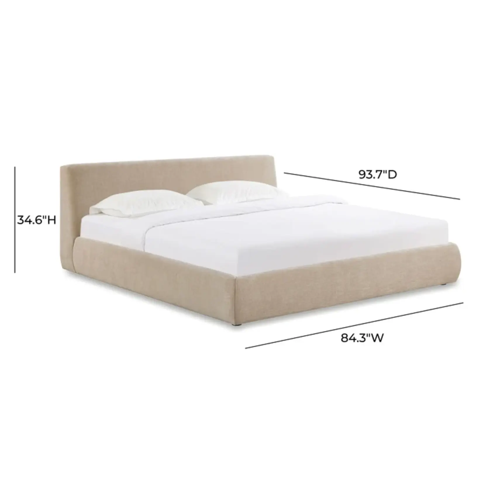 TOV Taupe Isla Textured Velvet King Bed