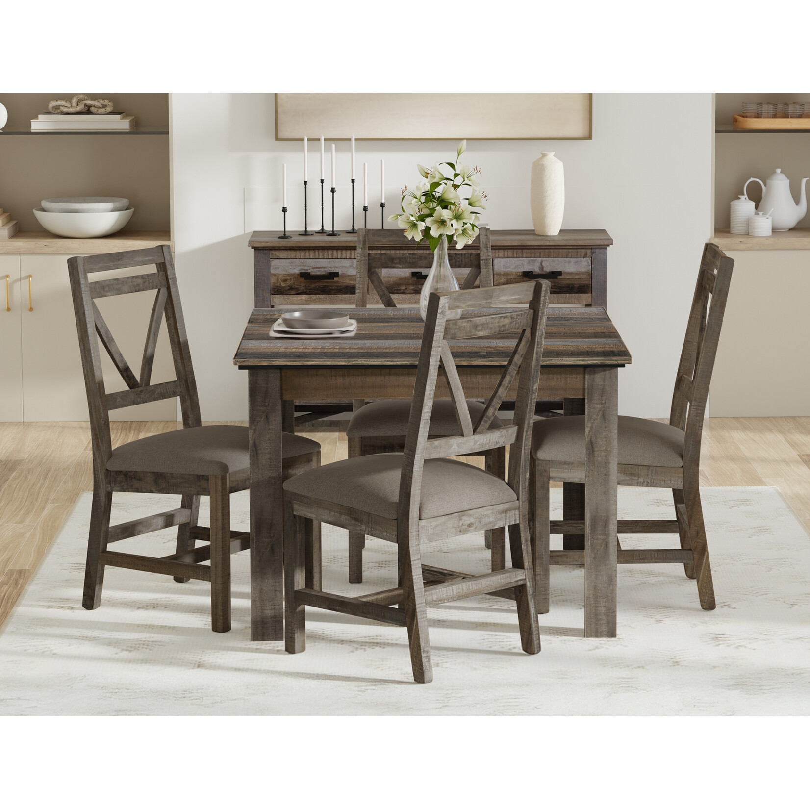 IFD Loft Brown Dining Table and 4 Chairs