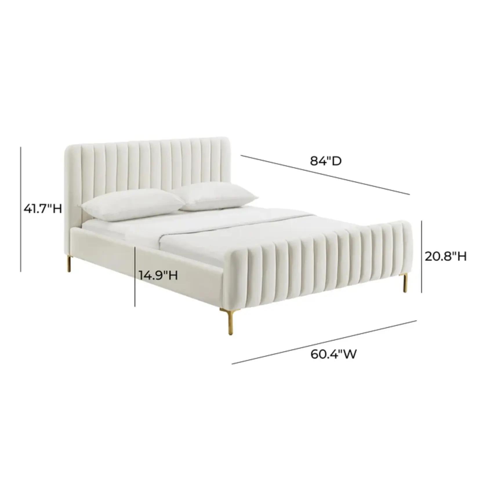 TOV Angela Full Size Bed Velvet Cream