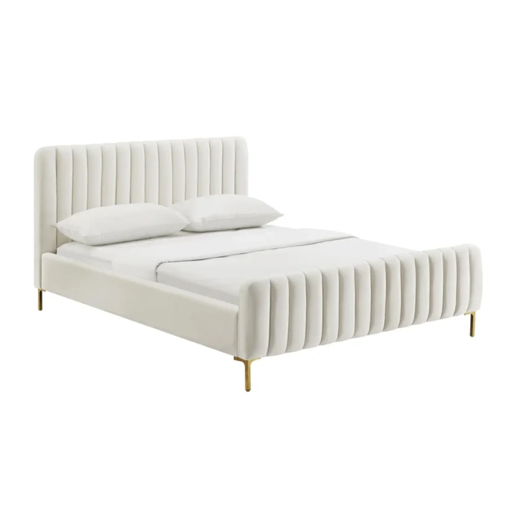 TOV Angela Full Size Bed Velvet Cream