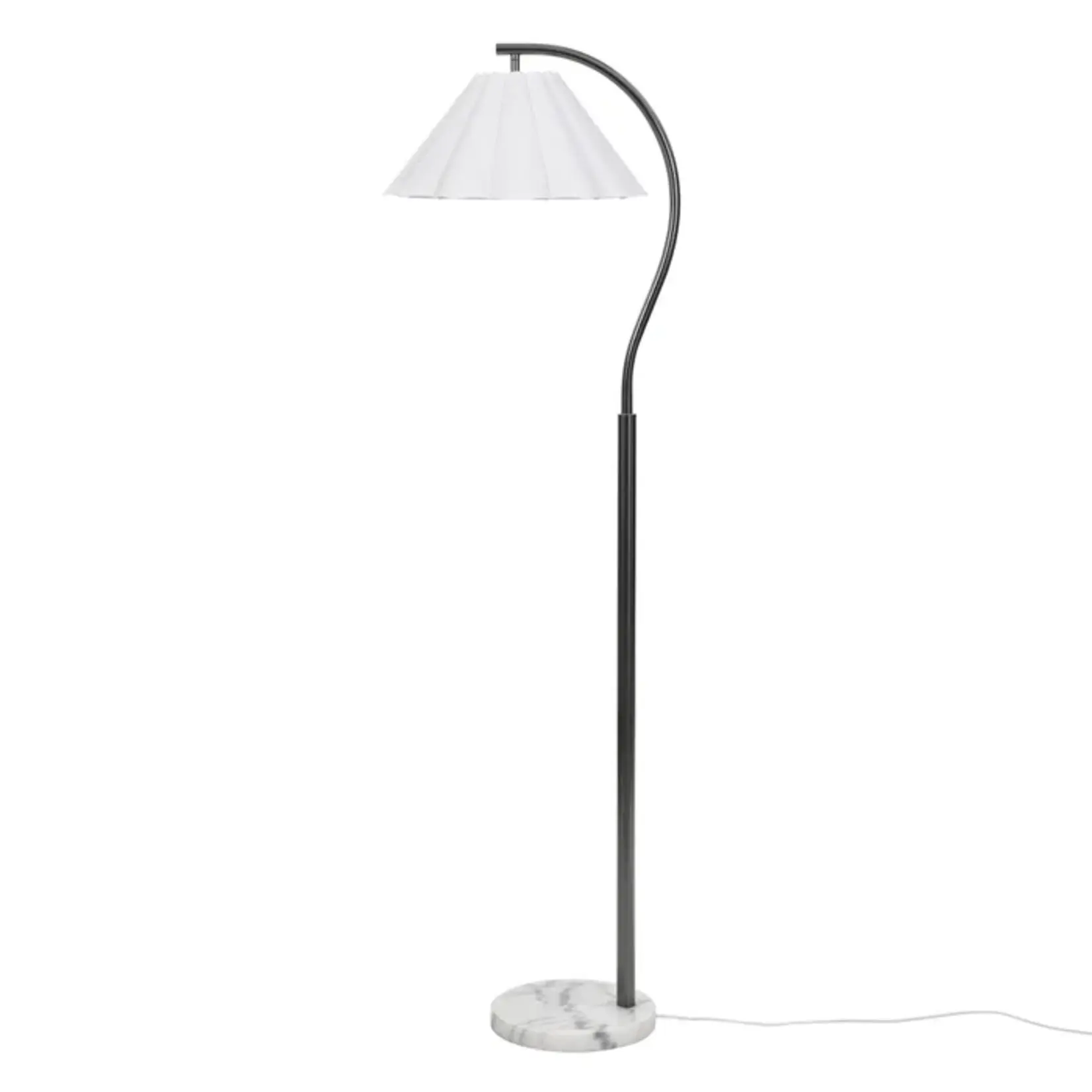Stylecraft Steel Floor Lamp - white w/ marble bottom (L5M)