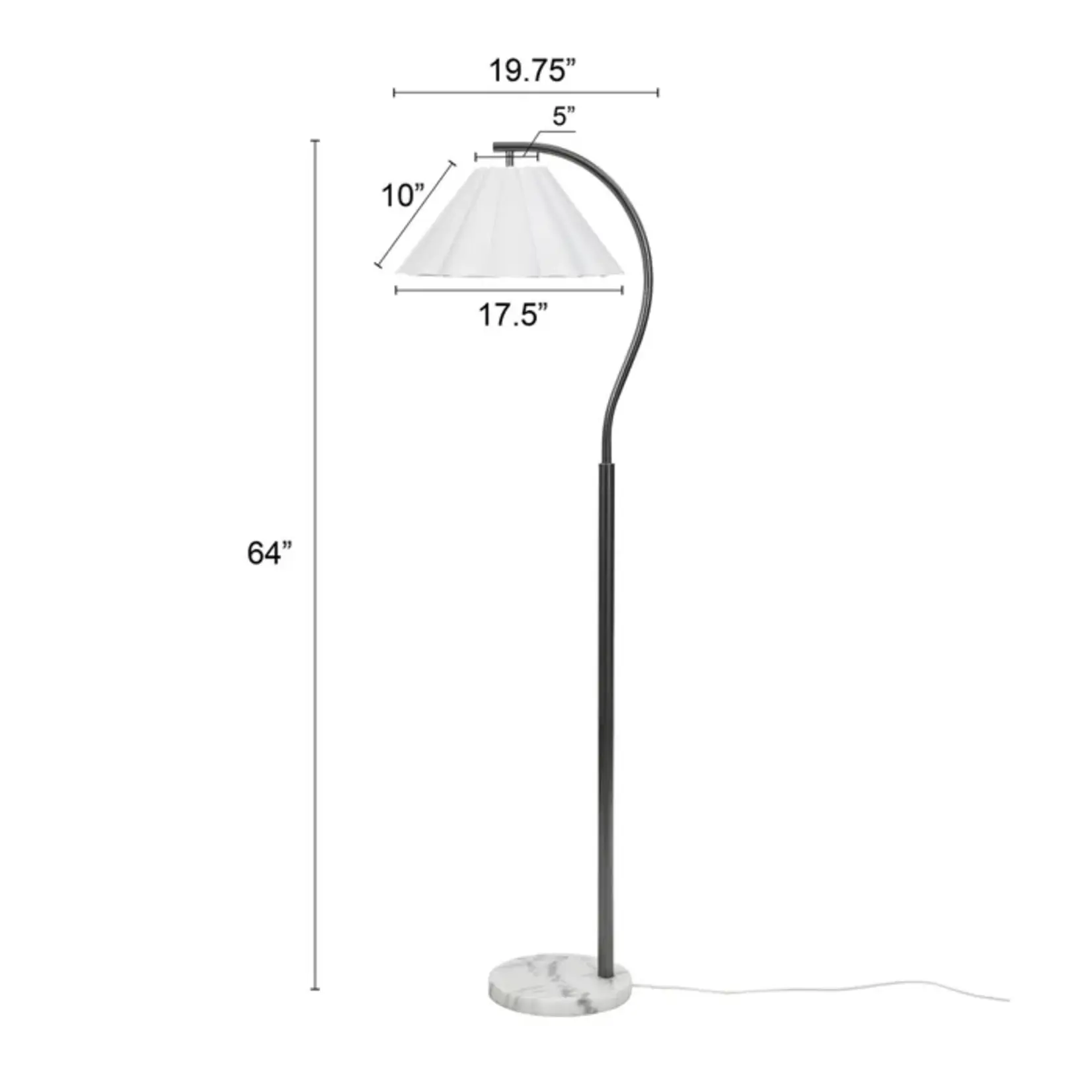 Stylecraft Steel Floor Lamp - white w/ marble bottom (L5M)