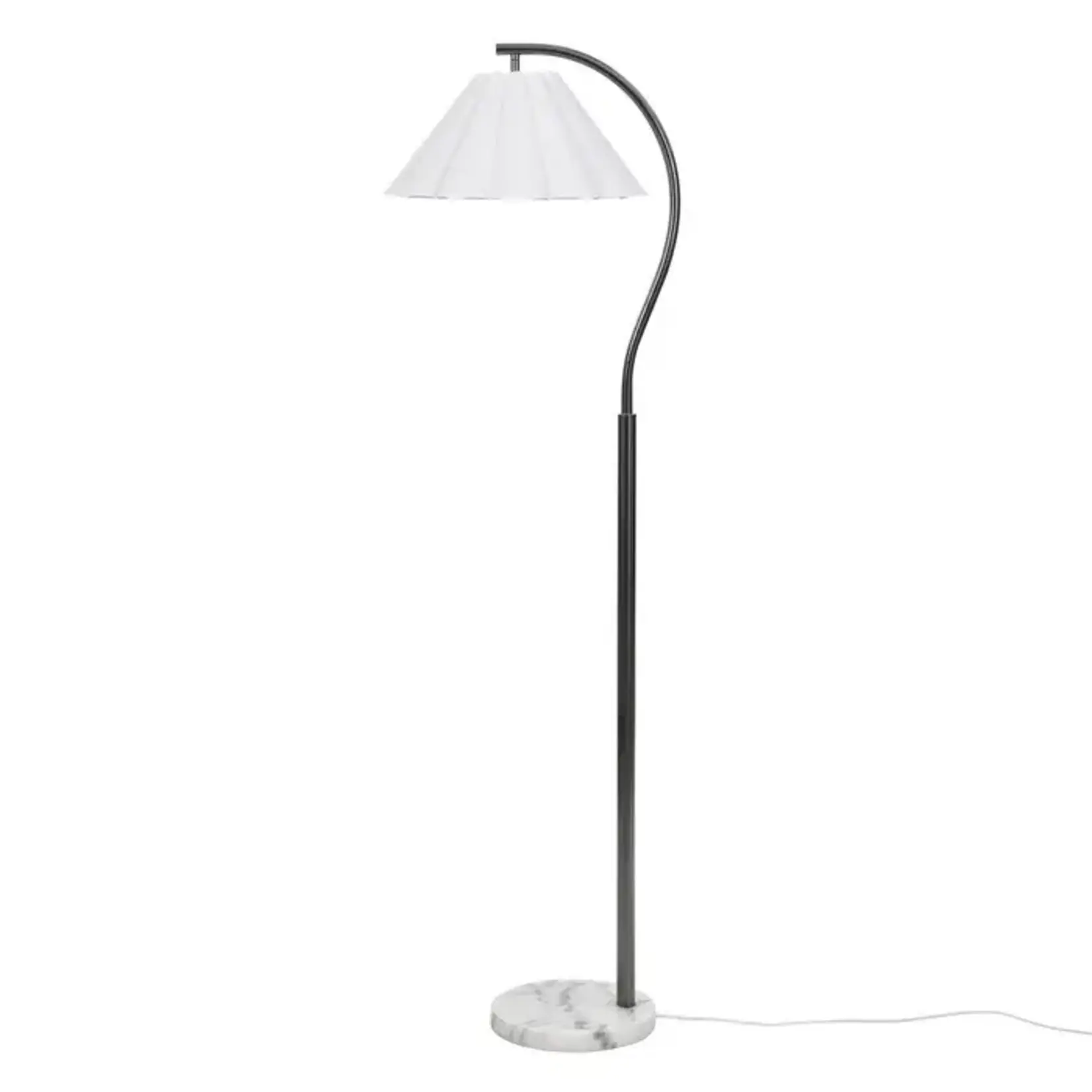 Stylecraft Steel Floor Lamp - white w/ marble bottom (L5M)
