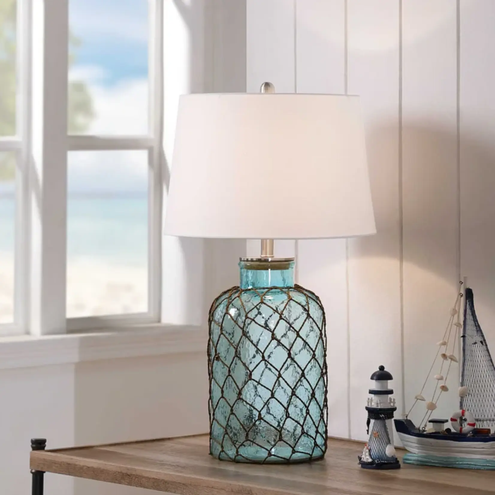 Stylecraft Montego bay seeded glass netting Table Lamp