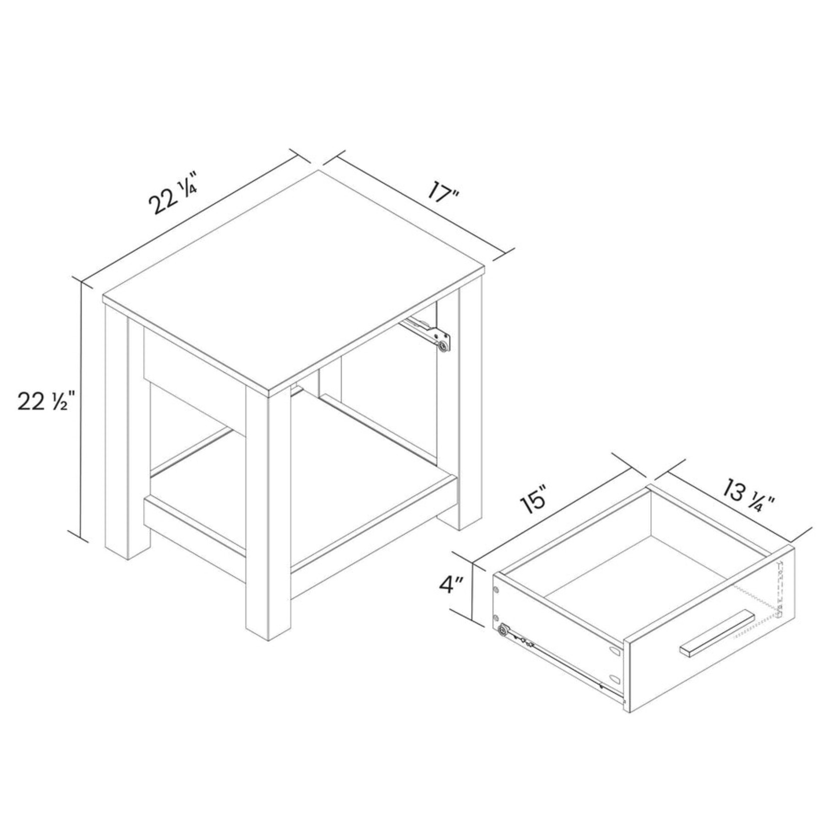 GrainWood Loft Nightstand - Brushed Mocha
