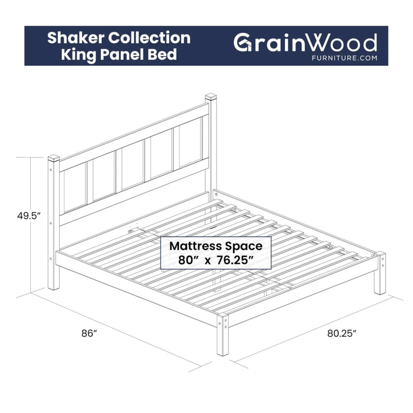 GrainWood Shaker King Panel Bed - Natural