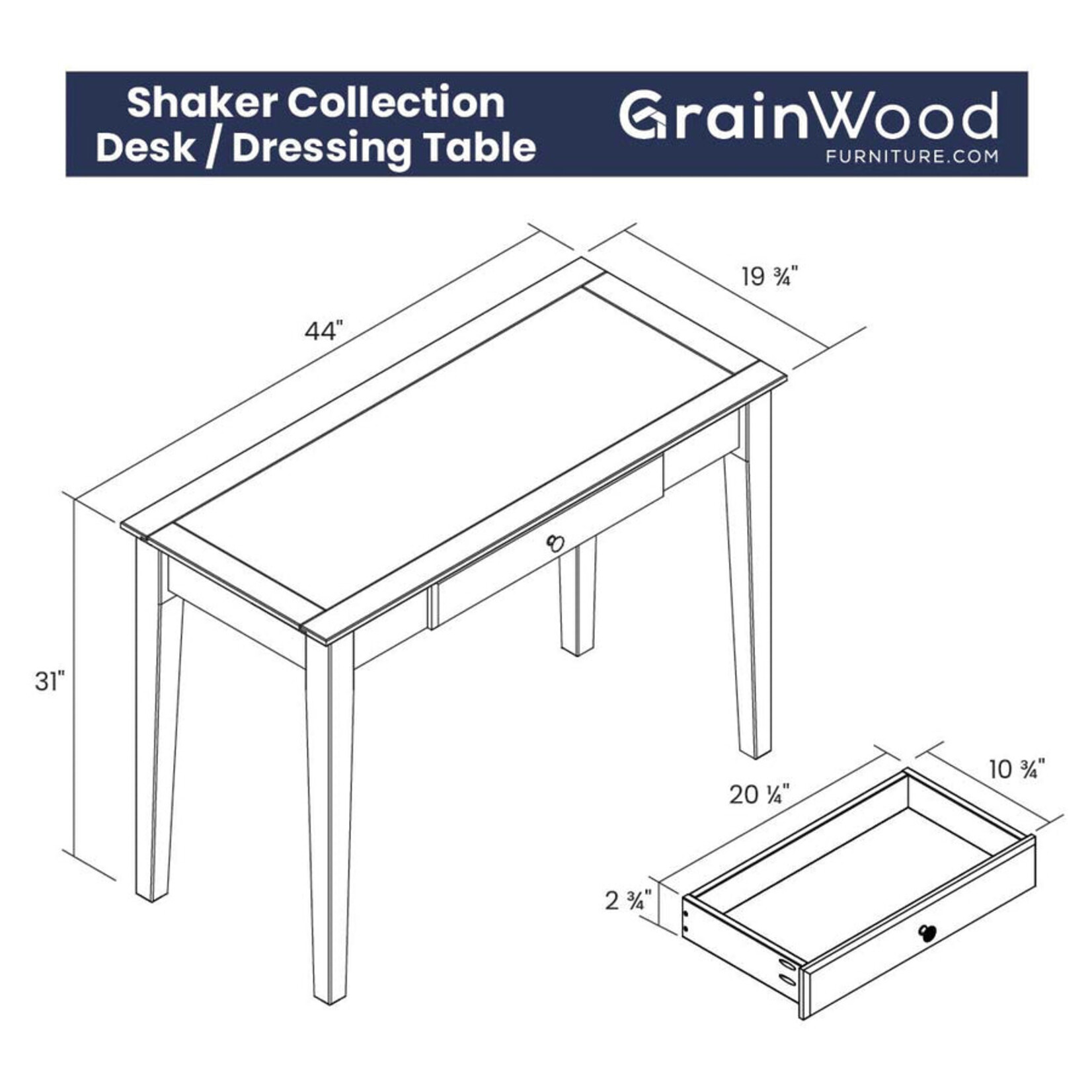 GrainWood Shaker Desk - Natural