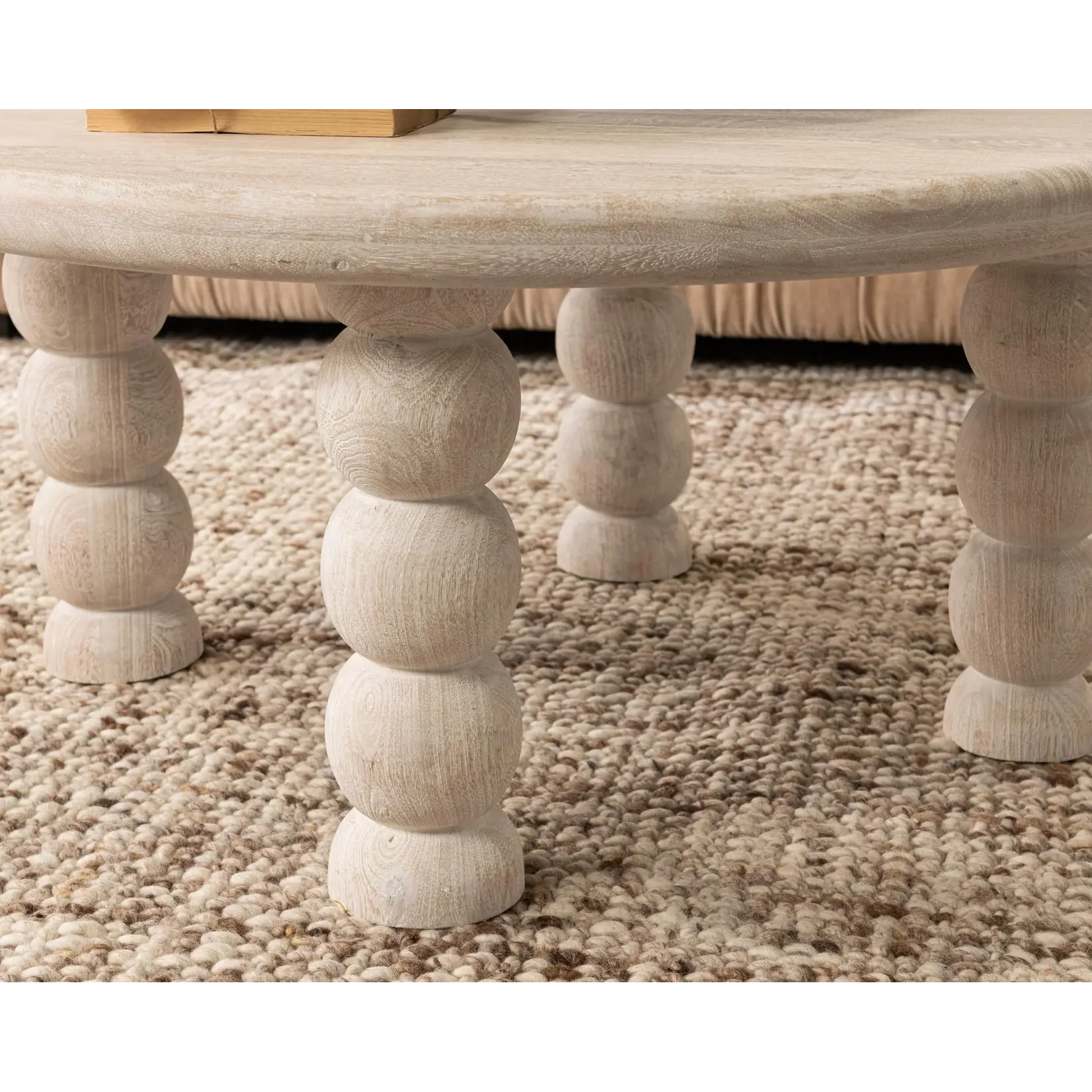 Classic Home Adir 36" Round Coffee Table Cream