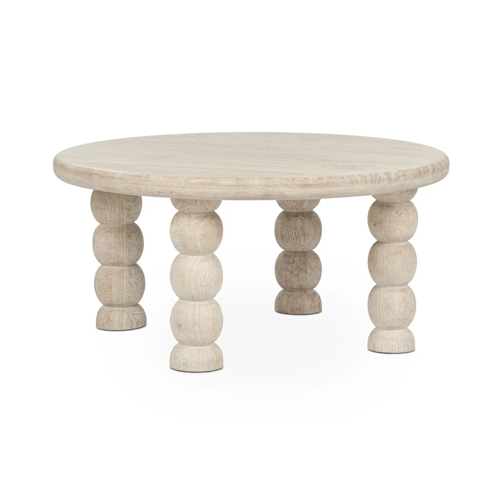 Classic Home Adir 36" Round Coffee Table Cream
