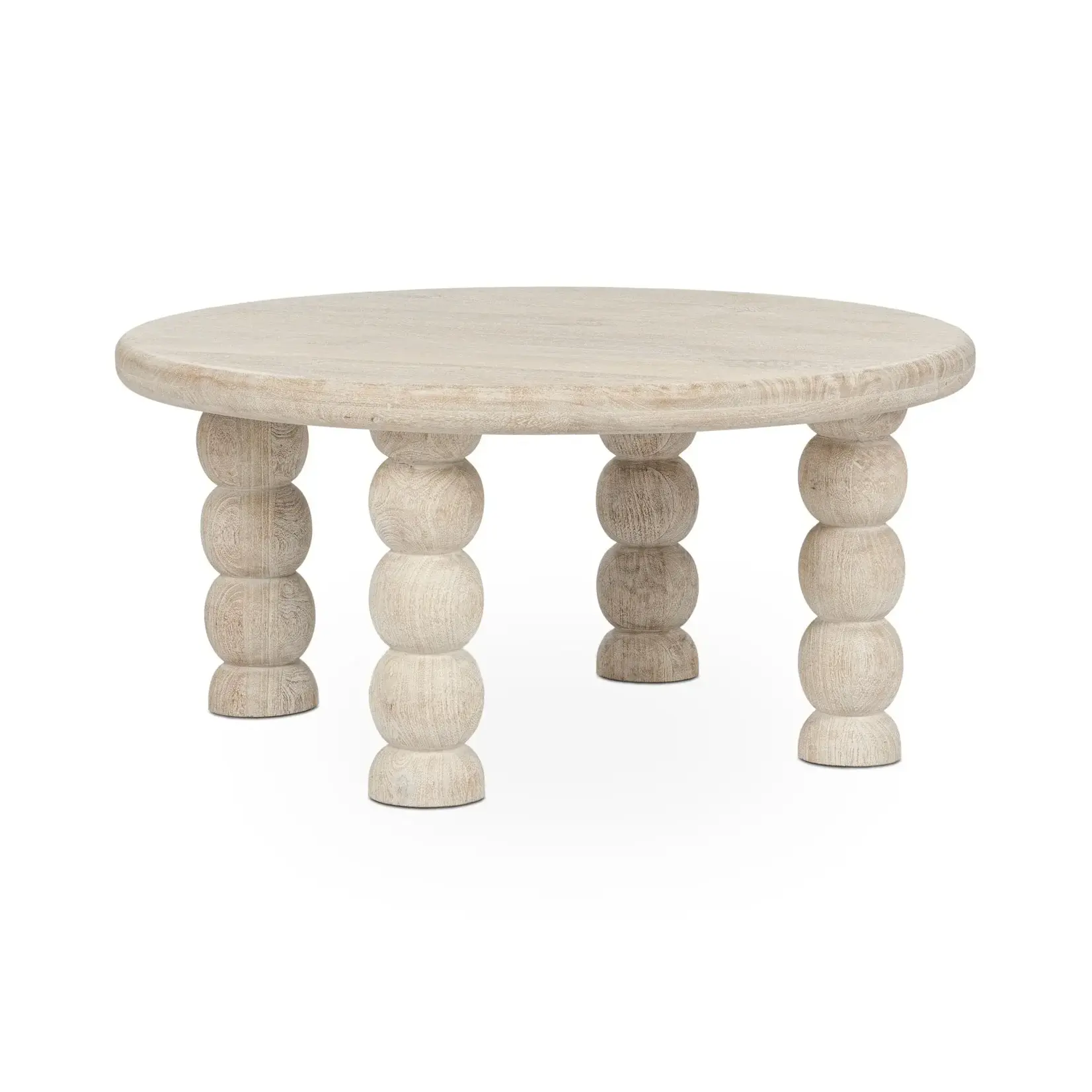 Classic Home Adir 36" Round Coffee Table Cream