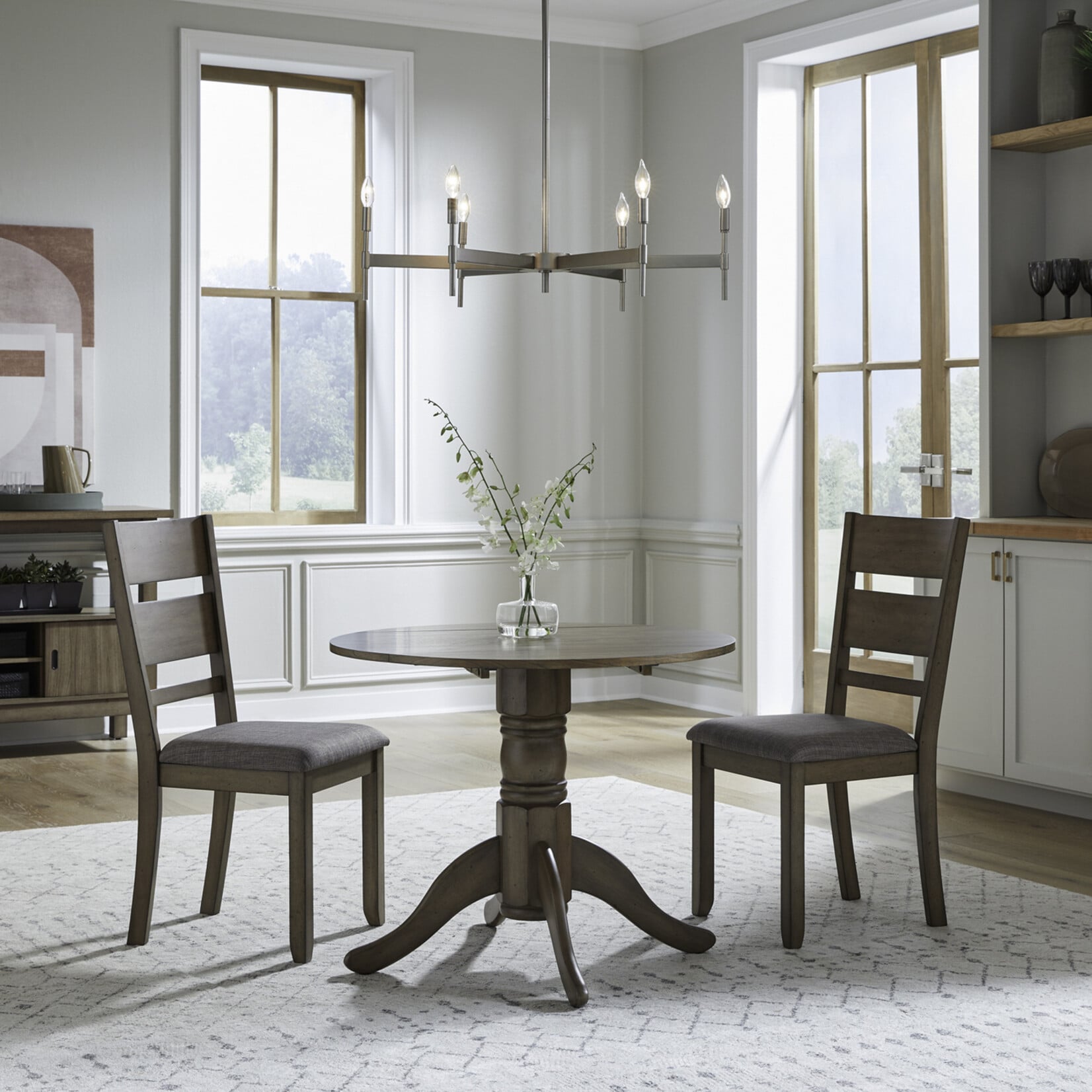 Liberty Furniture Brook Bay Sand Stone Drop Leaf  Set w/Uph Side Chairs