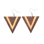 Guatemala Earrings Triangle Wood Dual-Tone