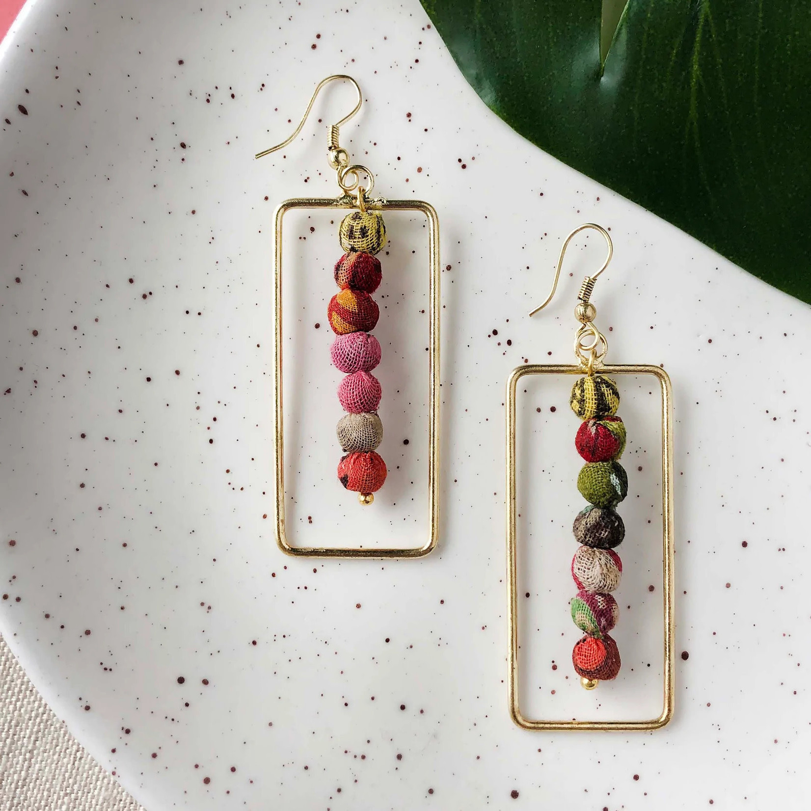 India Earrings Kantha Framed