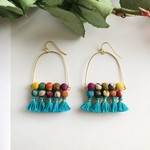 India Earrings Arched Turquoise Tassel