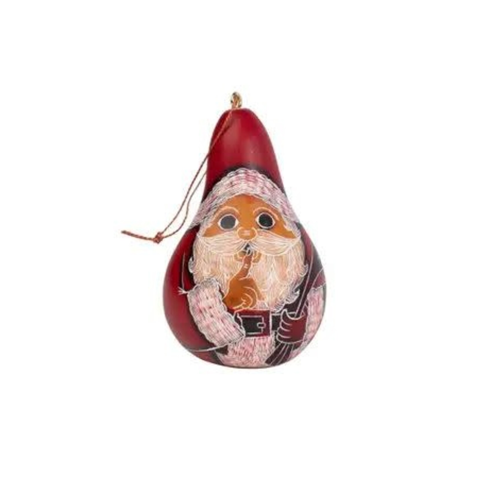 Peru Ornament Shushing Santa Gourd Asst/4H Re