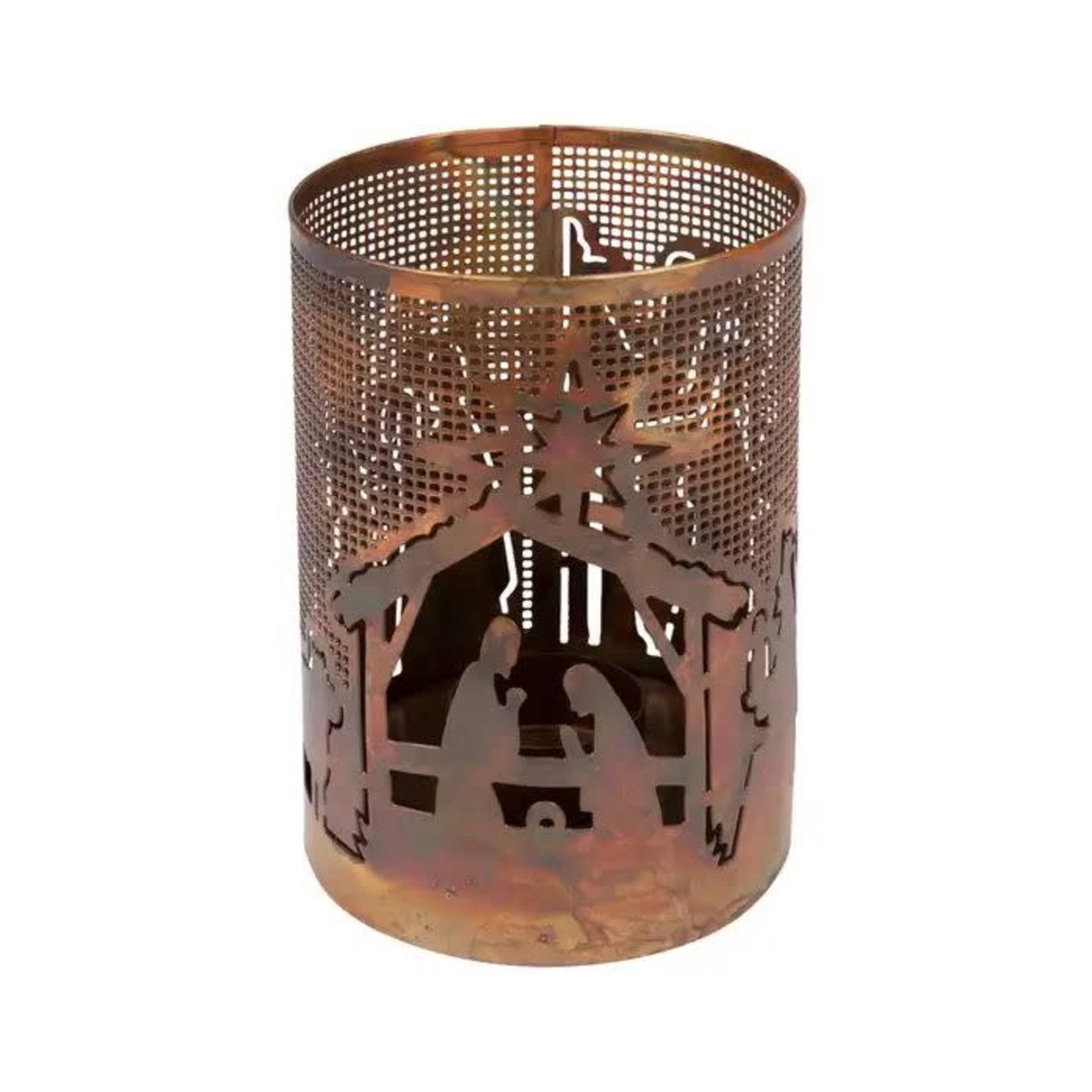 India Nativity Candleholder Metal 4Dx6H Rust