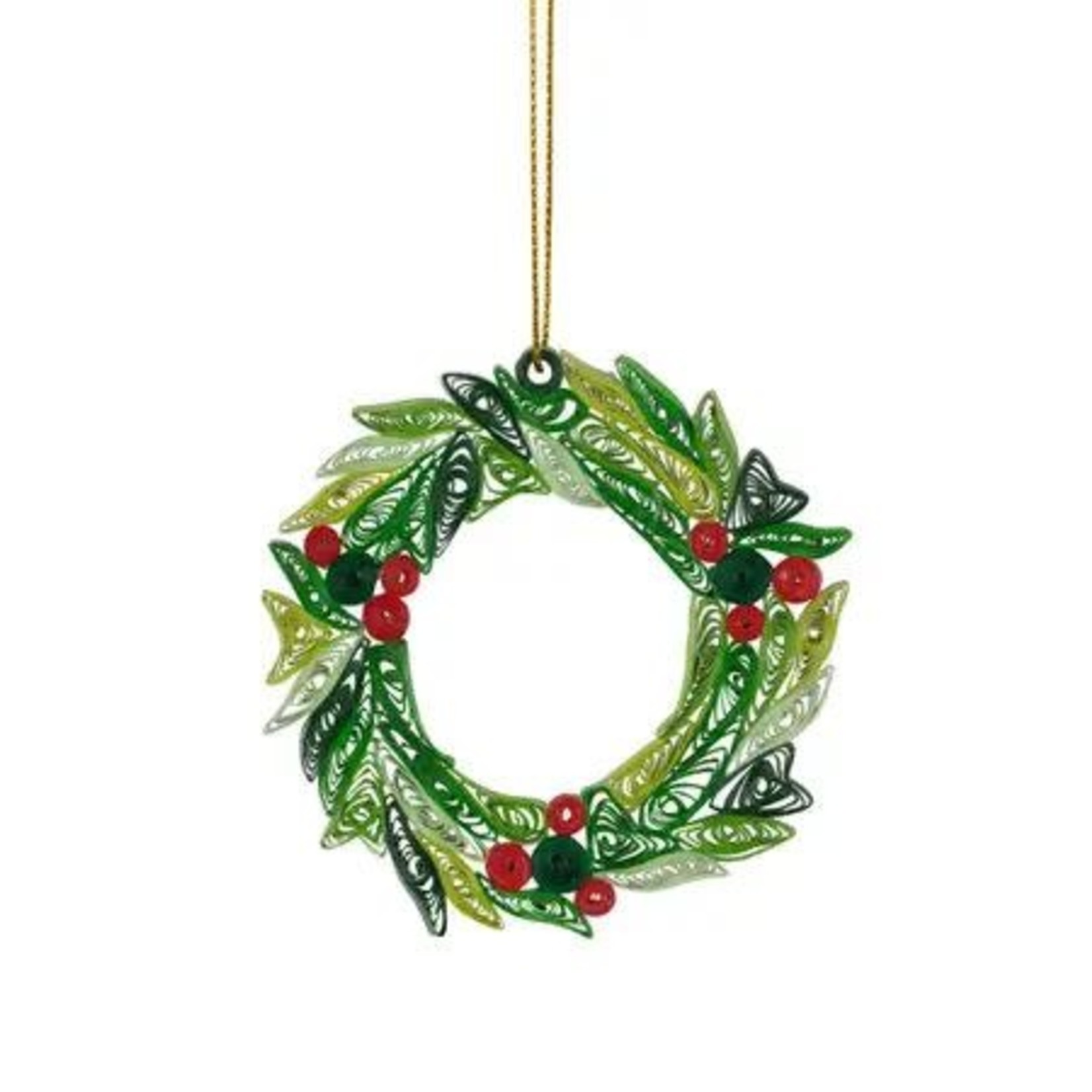 Vietnam Ornament Wreath M/3 Quilled Paper 3D Grn/Red