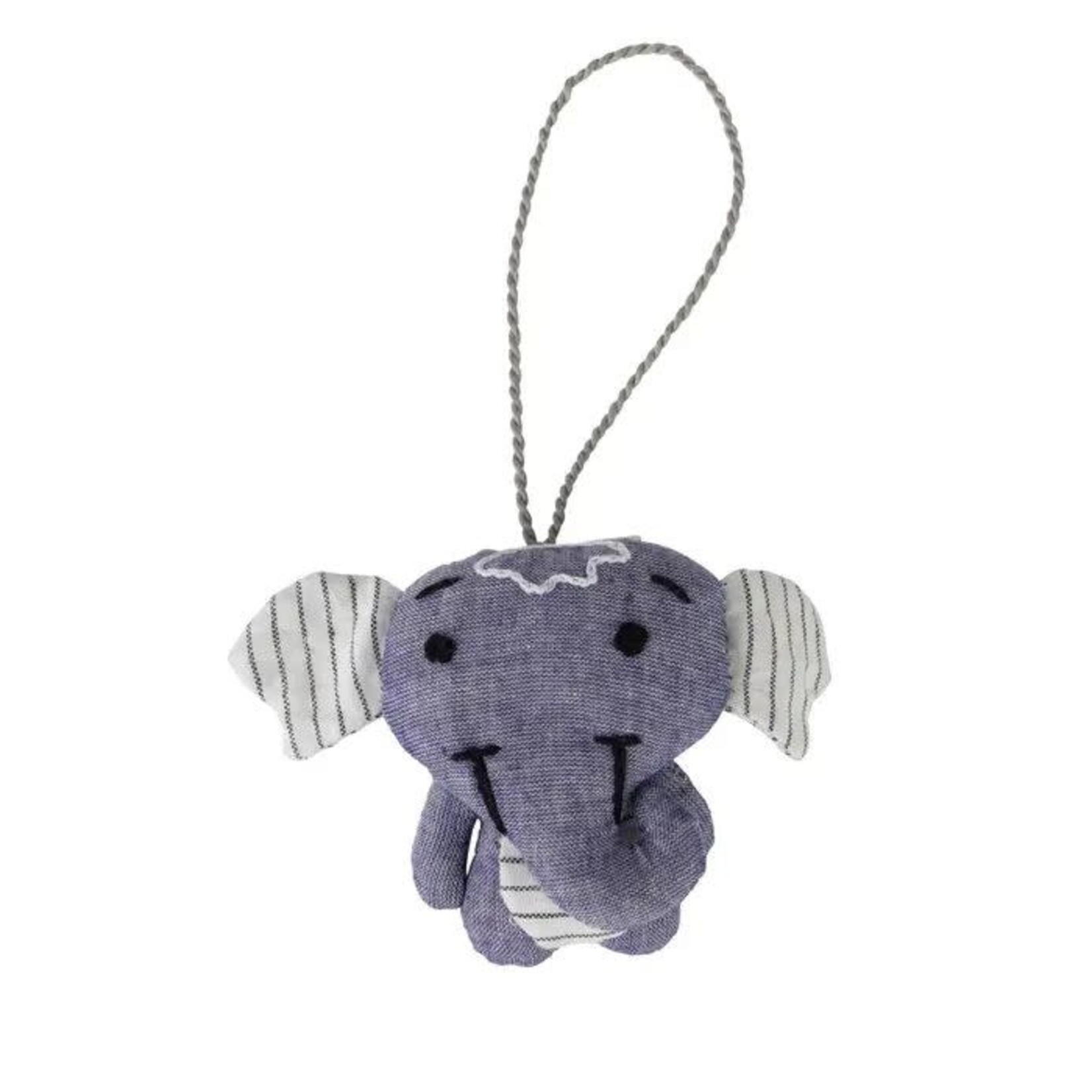 India Ornament Elephant M/2 Stuffed Cotton 3H Blu/Wht
