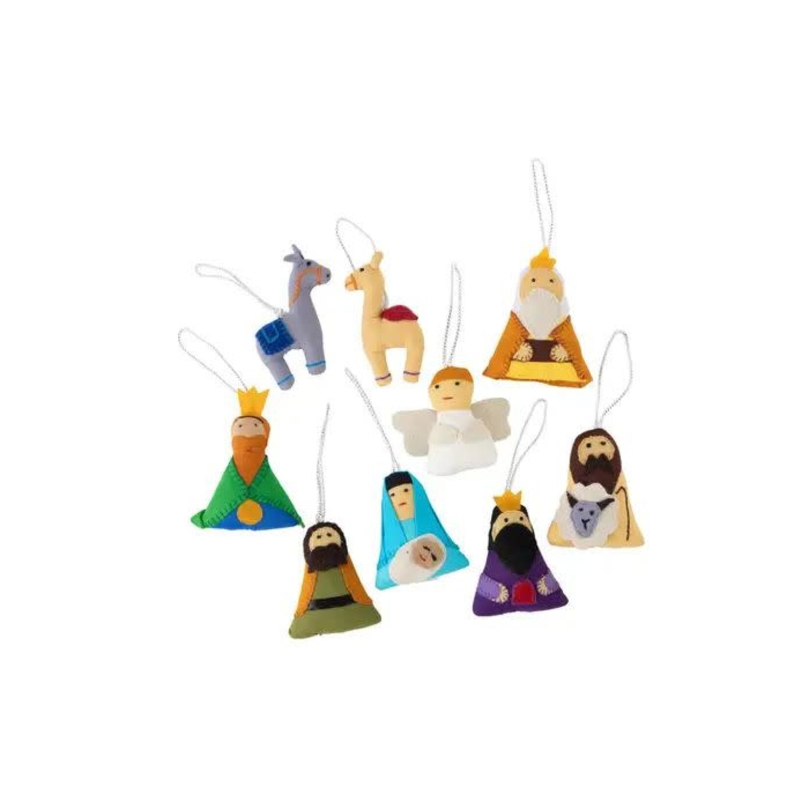 India Nativity Ornaments S/9 Stuffed Cotton 3H Multi