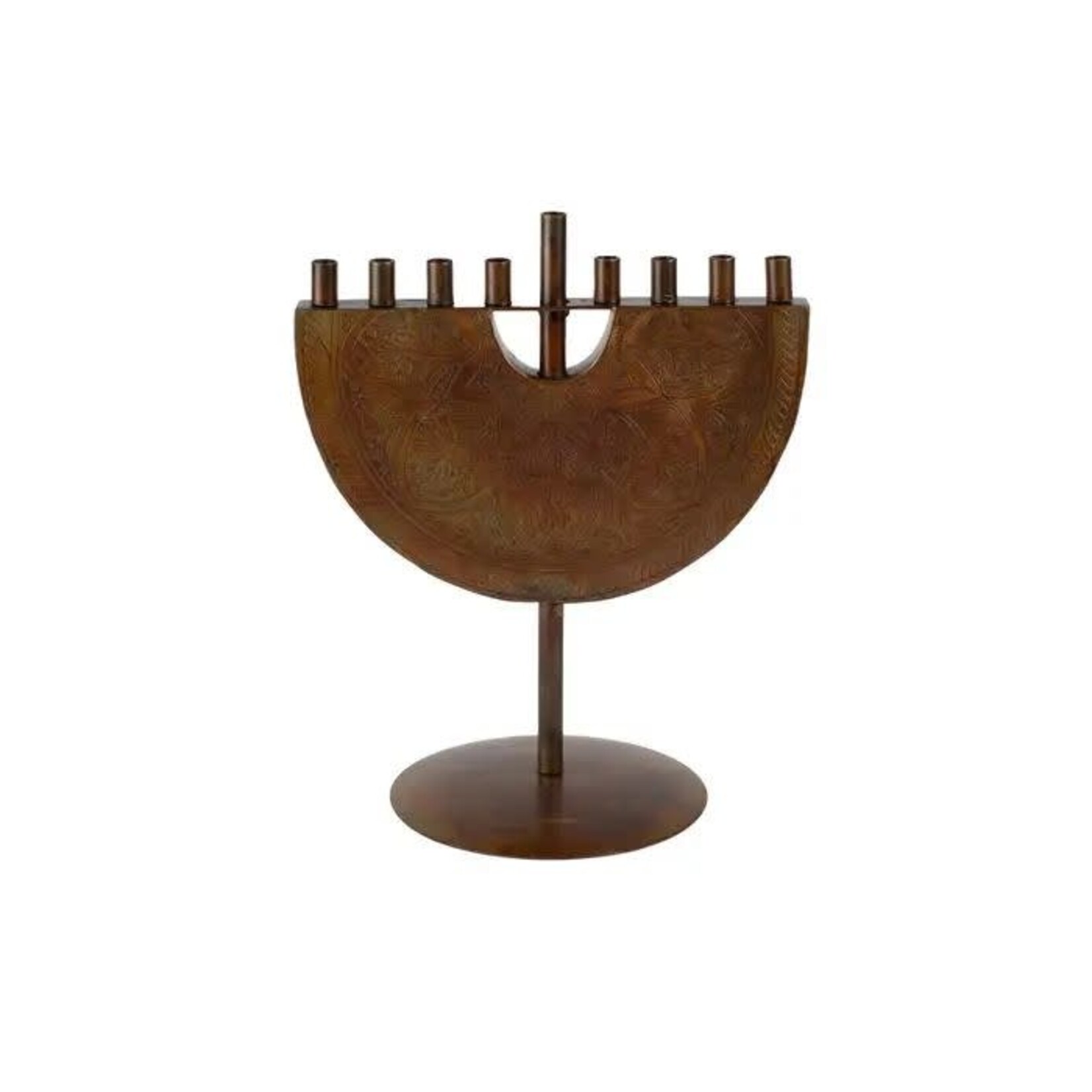 India Menorah Engraved Iron 9Wx11H Antiqued Co