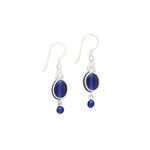 India Earrings Blue Dangle Wrapped Glass